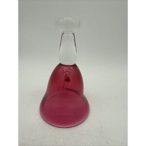 Vintage Handmade Rossi Glass Cranberry Bell Niagara Falls Canada 6" Tall